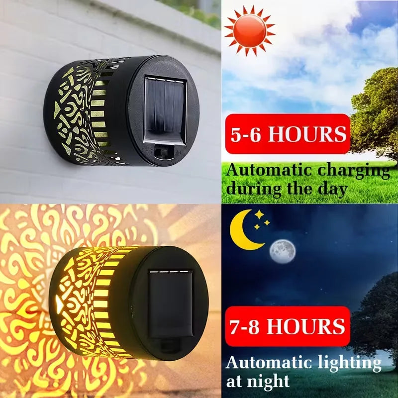 Solar Mandala Lantern Wall Lamp Outdoor LED Waterproof Fence Lamp for Garden Lawn Estate Porch Courtyard Decoration Wall Light