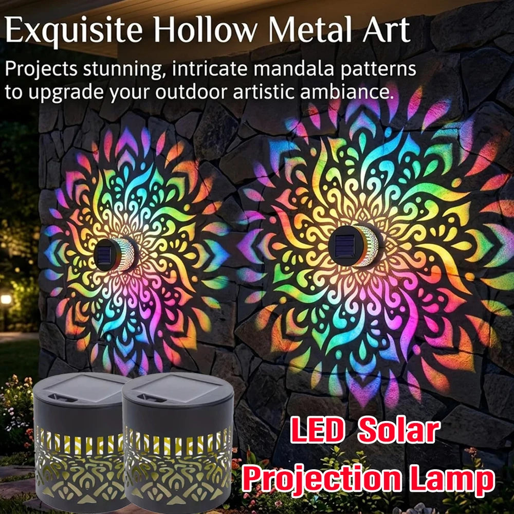 Solar Mandala Lantern Wall Lamp Outdoor LED Waterproof Fence Lamp for Garden Lawn Estate Porch Courtyard Decoration Wall Light